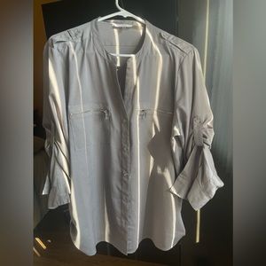 Calvin Klein XL buttondown shirt grey/silver color w/ silver hardware. Pre-owned